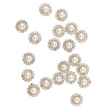 Maxbell 40x Faux Pearl Buttons Rhinestone Embellishments Flatback for DIY 10mm+8mm