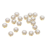Maxbell 40x Faux Pearl Buttons Rhinestone Embellishments Flatback for DIY 10mm+8mm