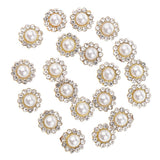 Maxbell 40x Faux Pearl Buttons Rhinestone Embellishments Flatback for DIY 10mm+8mm