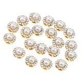 Maxbell 40x Faux Pearl Buttons Rhinestone Embellishments Flatback for DIY 10mm+8mm