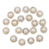 Maxbell 40x Faux Pearl Buttons Rhinestone Embellishments Flatback for DIY 10mm+8mm