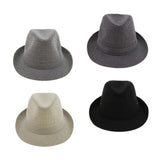 Maxbell Men Women Vintage Summer Gangster Trilby Linen Fedora Hat 58cm Gray