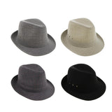 Maxbell Men Women Vintage Summer Gangster Trilby Linen Fedora Hat 58cm Gray