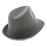 Maxbell Men Women Vintage Summer Gangster Trilby Linen Fedora Hat 58cm Gray