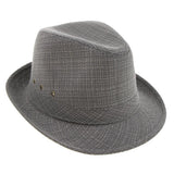 Maxbell Men Women Vintage Summer Gangster Trilby Linen Fedora Hat 58cm Gray
