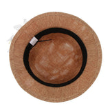 Maxbell Ladies Flax Fashion Straw Beach Fisherman Sunhat Flower Billycock Cap Khaki