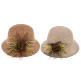 Maxbell Ladies Flax Fashion Straw Beach Fisherman Sunhat Outdoors Topee Khaki+Beige