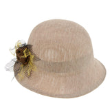 Maxbell Ladies Flax Fashion Straw Beach Fisherman Sunhat Outdoors Topee Khaki+Beige