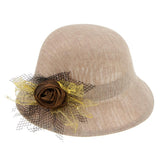 Maxbell Ladies Flax Fashion Straw Beach Fisherman Sunhat Outdoors Topee Khaki+Beige