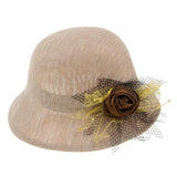 Maxbell Ladies Flax Fashion Straw Beach Fisherman Sunhat Outdoors Topee Khaki+Beige