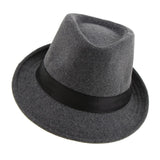 Men's Manhattan Structured Gangster Trilby Irish Wool Felt Fedora Hat  Gray