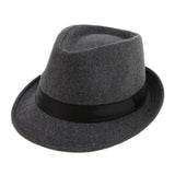 Men's Manhattan Structured Gangster Trilby Irish Wool Felt Fedora Hat  Gray