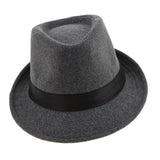 Men's Manhattan Structured Gangster Trilby Irish Wool Felt Fedora Hat  Gray