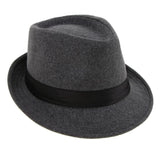 Men's Manhattan Structured Gangster Trilby Irish Wool Felt Fedora Hat  Gray