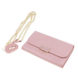 Women PU Leather Clutch Wallet Purse Evening Cross Body Handbag Pink