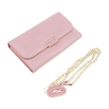 Women PU Leather Clutch Wallet Purse Evening Cross Body Handbag Pink