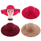 Maxbell Vintage Wool Felt Fedora Hat Foldable Floppy Wide Brim Hat Women Wine Red