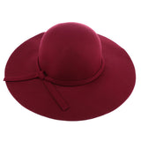 Maxbell Vintage Wool Felt Fedora Hat Foldable Floppy Wide Brim Hat Women Wine Red