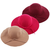 Maxbell Vintage Wool Felt Fedora Hat Foldable Floppy Wide Brim Hat Women Wine Red