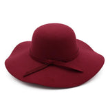 Maxbell Vintage Wool Felt Fedora Hat Foldable Floppy Wide Brim Hat Women Wine Red