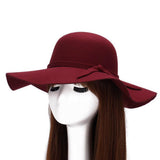 Maxbell Vintage Wool Felt Fedora Hat Foldable Floppy Wide Brim Hat Women Wine Red