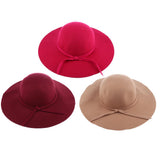 Maxbell Vintage Wool Felt Fedora Hat Foldable Floppy Wide Brim Hat Women Wine Red