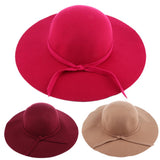 Maxbell Vintage Wool Felt Fedora Hat Foldable Floppy Wide Brim Hat Women Wine Red