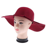Maxbell Vintage Wool Felt Fedora Hat Foldable Floppy Wide Brim Hat Women Wine Red