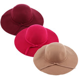 Maxbell Vintage Wool Felt Fedora Hat Foldable Floppy Wide Brim Hat Women Wine Red