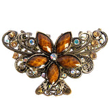 Women Metal Butterfly Flower Hair Claw Clamps Hair Clip Accessories Brown