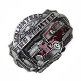 Maxbell Fashion American Fire Truck Vintage Fire Fighter Volunteer Metal Belt Buckle Motorcycle Men Belt Accessory - Aladdin Shoppers