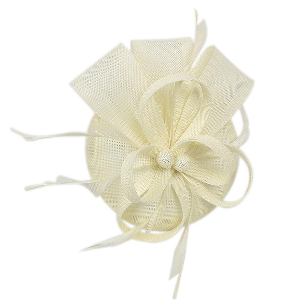 Maxbell Maxbell Womens Bridal Feather Fascinator Cocktail Party Hats Headpieces Headbands White