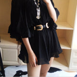 Maxbell Vintage Womens Double Pin buckle Adjustable Leather Jeans Dress Belt Gold