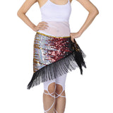 Maxbell Women's Sequins Belly Dance Hip Scarf Hip Skirt Waist Chain Triangle Belt Black