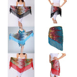 Maxbell Women's Sequins Belly Dance Hip Scarf Hip Skirt Waist Chain Triangle Belt Black