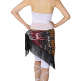 Maxbell Women's Sequins Belly Dance Hip Scarf Hip Skirt Waist Chain Triangle Belt Black