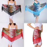 Maxbell Women's Sequins Belly Dance Hip Scarf Hip Skirt Waist Chain Triangle Belt Black