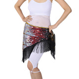Maxbell Women's Sequins Belly Dance Hip Scarf Hip Skirt Waist Chain Triangle Belt Black