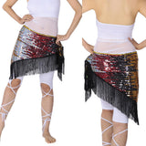 Maxbell Women's Sequins Belly Dance Hip Scarf Hip Skirt Waist Chain Triangle Belt Black