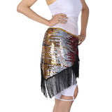 Maxbell Women's Sequins Belly Dance Hip Scarf Hip Skirt Waist Chain Triangle Belt Black