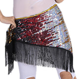 Maxbell Women's Sequins Belly Dance Hip Scarf Hip Skirt Waist Chain Triangle Belt Black