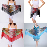 Maxbell Women's Sequins Belly Dance Hip Scarf Hip Skirt Waist Chain Triangle Belt Black