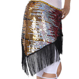 Maxbell Women's Sequins Belly Dance Hip Scarf Hip Skirt Waist Chain Triangle Belt Black