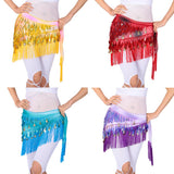 Maxbell Belly Dance Tassel Triangle Shawl Belt Chain Costume Hip Scarf Sequin Yellow