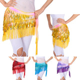 Maxbell Belly Dance Tassel Triangle Shawl Belt Chain Costume Hip Scarf Sequin Yellow