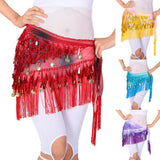 Maxbell Belly Dance Tassel Triangle Shawl Belt Chain Costume Hip Scarf Sequin Yellow
