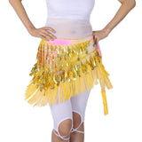 Maxbell Belly Dance Tassel Triangle Shawl Belt Chain Costume Hip Scarf Sequin Yellow