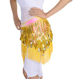 Maxbell Belly Dance Tassel Triangle Shawl Belt Chain Costume Hip Scarf Sequin Yellow