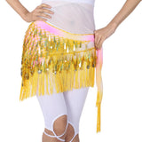 Maxbell Belly Dance Tassel Triangle Shawl Belt Chain Costume Hip Scarf Sequin Yellow