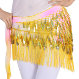 Maxbell Belly Dance Tassel Triangle Shawl Belt Chain Costume Hip Scarf Sequin Yellow